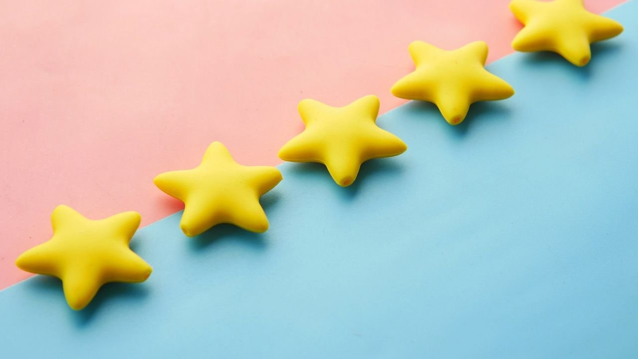 Row of yellow stars representing five-star reviews